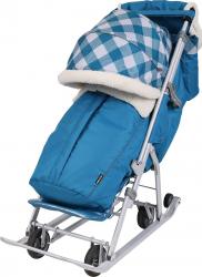 Санки-коляска комбинированная "Ника детям 7-5Н", НД7-5Н/К, капри в клетку - фото