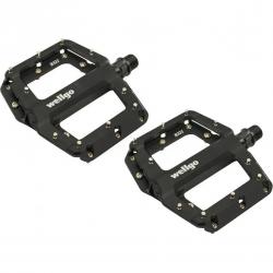 Педали Wellgo B321DU-B, алюминиевые, 106,1х105х22 mm, 378 г, сменные шипы, черные, 6-190430 - фото