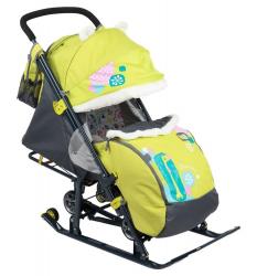 Санки-коляска "Ника Детям" НД 7-2 ("Жираф", лимонный) - фото