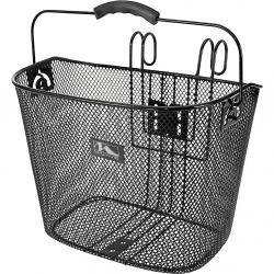 Корзина M-Wave, передняя, 33х26х26/22см, сталь, универсальное крепление на руль, с ручкой, черная, 5-431502 - фото