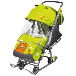 Санки-коляска Нашидетки, лимонный с тигром НДТ4-2/5 - фото