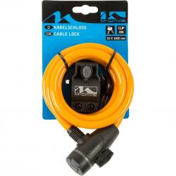 Замок M-Wave тросовый, 10х1800мм, ключ, с защитным колпачком, оранжевый, 5-233867 - фото