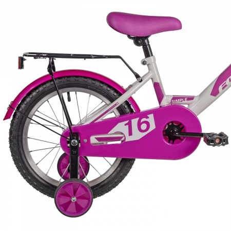 Велосипед Foxx Simple 16 (2025) (Велосипед FOXX 16" SIMPLE белый, сталь, тормоз нож, крылья, багажник, полная защ.цепи, передняя корз)