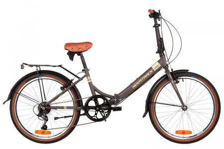 Велосипед Novatrack Aurora 3.6 24" (2024) (Велосипед NOVATRACK 24" складной, AURORA, коричневый, Shimano 6 speed, TY21/TS38)