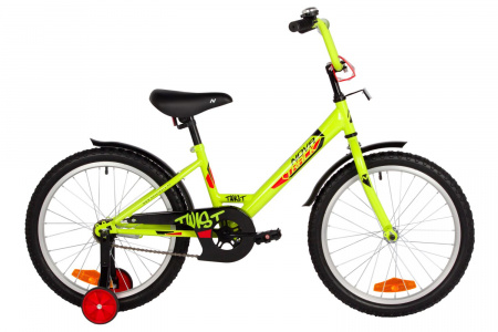 Велосипед Novatrack Twist 20 (2025) (Велосипед NOVATRACK 20" TWIST зеленый, тормоз нож, крылья корот, защита цепи)