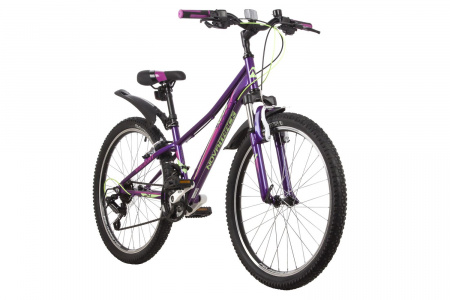 Велосипед NOVATRACK VALIANT 24" (2022) (Велосипед NOVATRACK 24" VALIANT сталь.рама 10, фиолетовый, 18-скор, TY21/TS38/SG-6SI, V-brake, корот)