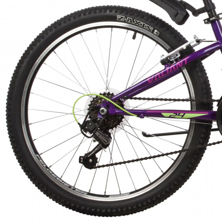 Велосипед NOVATRACK VALIANT 24" (2022) (Велосипед NOVATRACK 24" VALIANT сталь.рама 10, фиолетовый, 18-скор, TY21/TS38/SG-6SI, V-brake, корот)