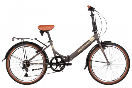 Велосипед Novatrack Aurora 3.6 24" (2024) (Велосипед NOVATRACK 24" складной, AURORA, коричневый, Shimano 6 speed, TY21/TS38)