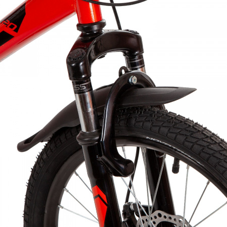 Велосипед NOVATRACK EXTREME Disc 20" (2021) (Велосипед NOVATRACK 20" EXTREME красный,  сталь, 6 скор., Shimano TY21/Microshift TS38, дисковый тор)