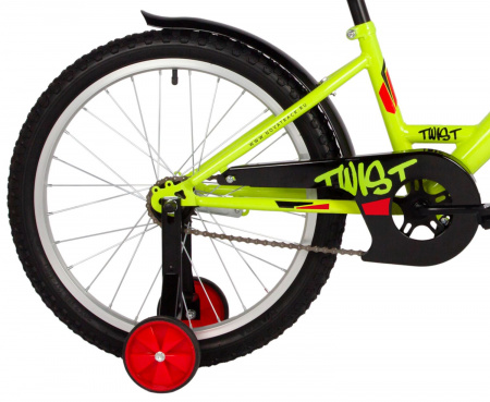 Велосипед Novatrack Twist 20 (2025) (Велосипед NOVATRACK 20" TWIST зеленый, тормоз нож, крылья корот, защита цепи)