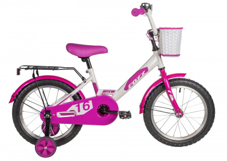 Велосипед Foxx Simple 16 (2025) (Велосипед FOXX 16" SIMPLE белый, сталь, тормоз нож, крылья, багажник, полная защ.цепи, передняя корз)