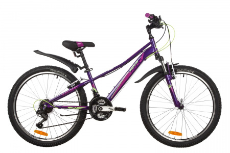 Велосипед NOVATRACK VALIANT 24" (2022) (Велосипед NOVATRACK 24" VALIANT сталь.рама 10, фиолетовый, 18-скор, TY21/TS38/SG-6SI, V-brake, корот)