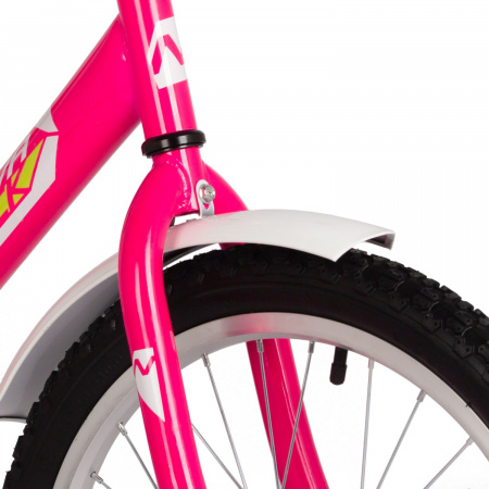 Велосипед Novatrack Twist 20 (2025) (Велосипед NOVATRACK 20" TWIST розовый, тормоз нож, крылья корот, защита цепи, корзина)