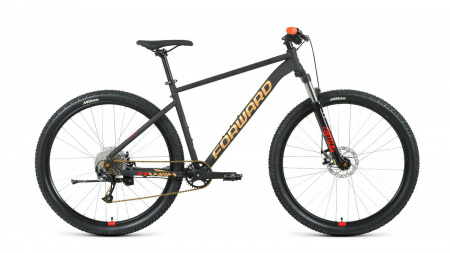 Велосипед FORWARD SPORTING 29 XX (2021) (Велосипед FORWARD SPORTING 29 XX (29" 9 ск. . 19") , черный матовый/золотой, RBKW1M198019)