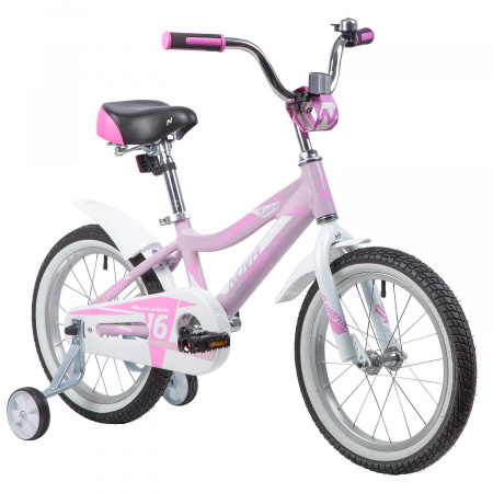 Велосипед NOVATRACK NOVARA 16" (2019) (Велосипед NOVATRACK 16", NOVARA, алюм., розовый, тормоз нож, короткие крылья, нет багажника)