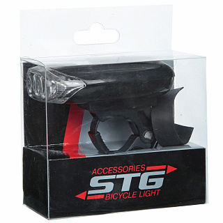 Фонарь велосипедный STG, передний  3 светодиода, 3 функции - фото