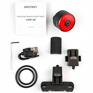 Фонарь задний Gaciron с автостопом, 7 режимов, 100LM USB-С L00P-100 (07-300187) - фото