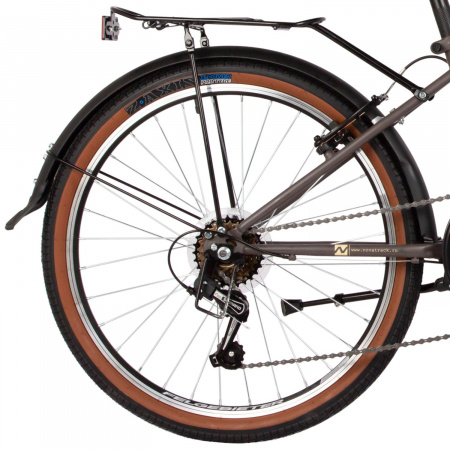 Велосипед Novatrack Aurora 3.6 24" (2024) (Велосипед NOVATRACK 24" складной, AURORA, коричневый, Shimano 6 speed, TY21/TS38)