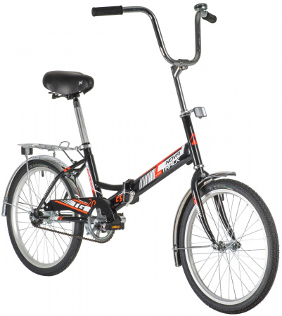 NOVATRACK TG-20 CLASSIC 20" (2020) (Велосипед NOVATRACK 20" складной, TG30, черный, тормоз нож, двойной обод, сидение комфорт и руль)