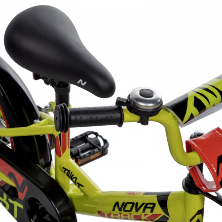 Велосипед Novatrack Twist 14 (2025) (Велосипед NOVATRACK 14" TWIST зеленый, тормоз нож, крылья корот, полная защ.цепи)