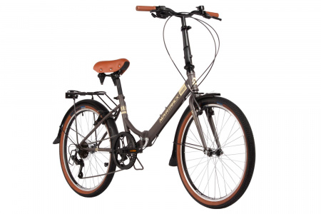 Велосипед Novatrack Aurora 3.6 24" (2024) (Велосипед NOVATRACK 24" складной, AURORA, коричневый, Shimano 6 speed, TY21/TS38)