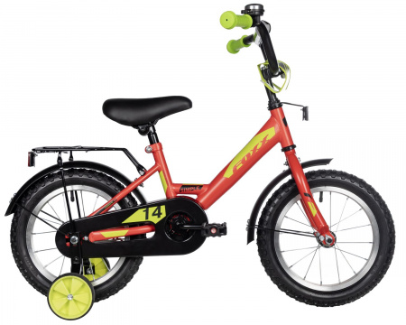 Велосипед Foxx Simple 14 (2025) (Велосипед FOXX 14" SIMPLE красный, сталь, тормоз нож, крылья, багажник, полная защ.цепи)