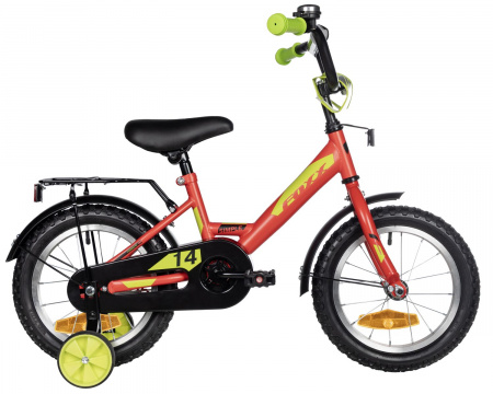 Велосипед Foxx Simple 14 (2025) (Велосипед FOXX 14" SIMPLE красный, сталь, тормоз нож, крылья, багажник, полная защ.цепи)