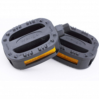 Педали Wellgo LU-P21, пластиковые, с отражателями, 1/2" детские, 90*65*31мм, 294г, черные, 6-190445 - фото