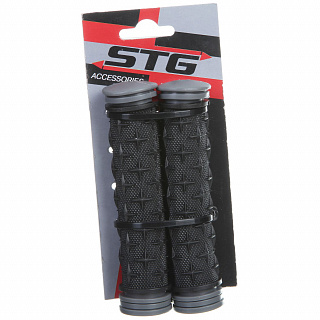 Грипсы STG,  130 мм, черный/серый - фото