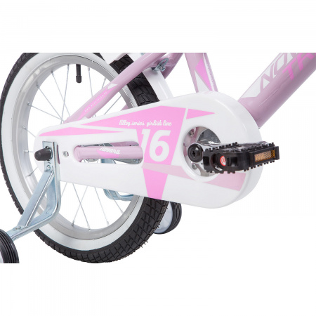 Велосипед NOVATRACK NOVARA 16" (2019) (Велосипед NOVATRACK 16", NOVARA, алюм., розовый, тормоз нож, короткие крылья, нет багажника)