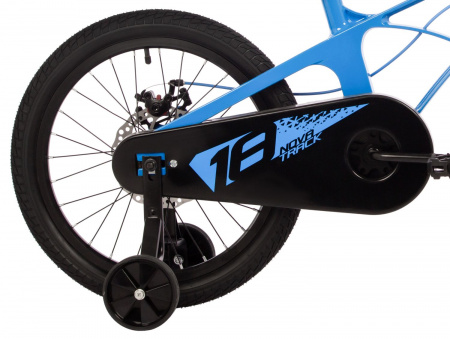 Велосипед Novatrack Blast 18" (2024) (Велосипед NOVATRACK 18" Blast. Магнезиевая рама, синий, полная защ.цепи, диск.тормоз, короткие крыль)
